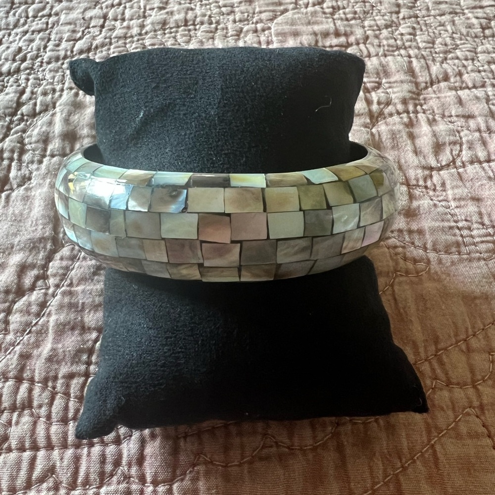 Mother of Pearl like  Mosaic Bangle Bracelet - Premier Designs 2.65”